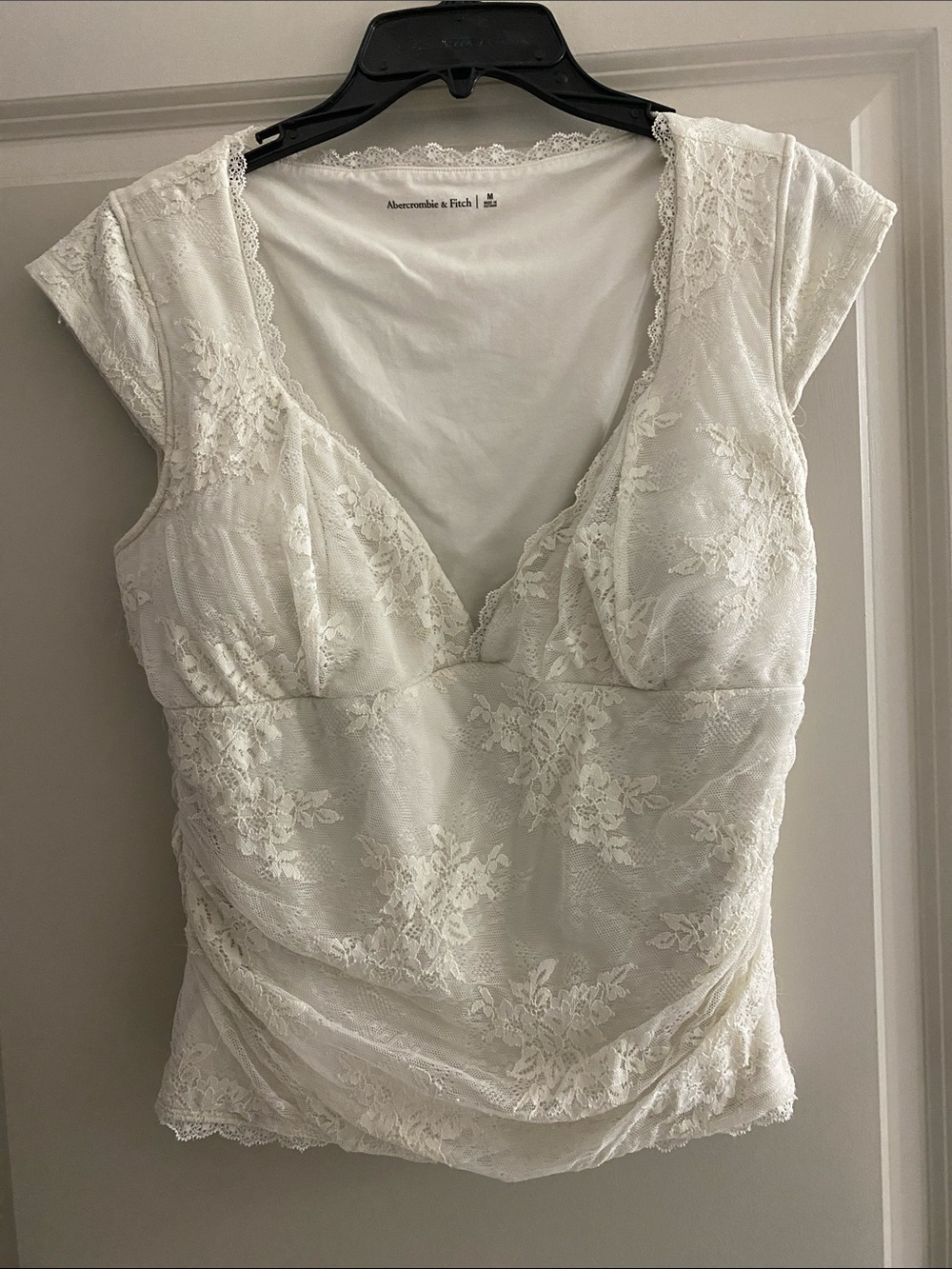 Abercrombie & Fitch White Lace V-Neck Top